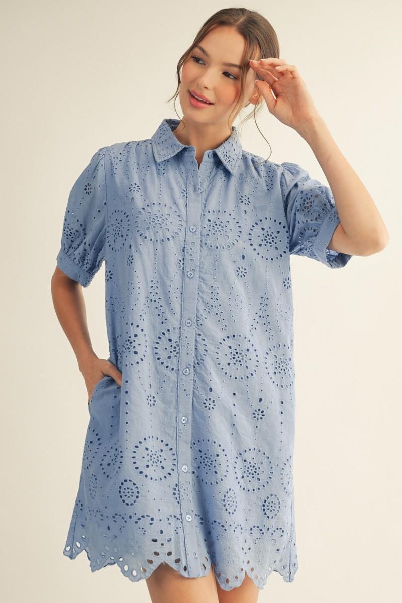 Sky Blue Eyelet Dress