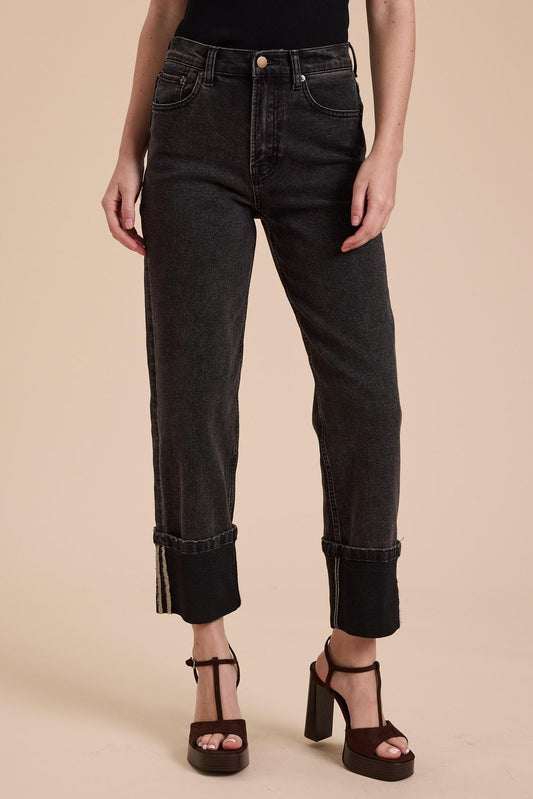 Black Denim Cuffed Jean
