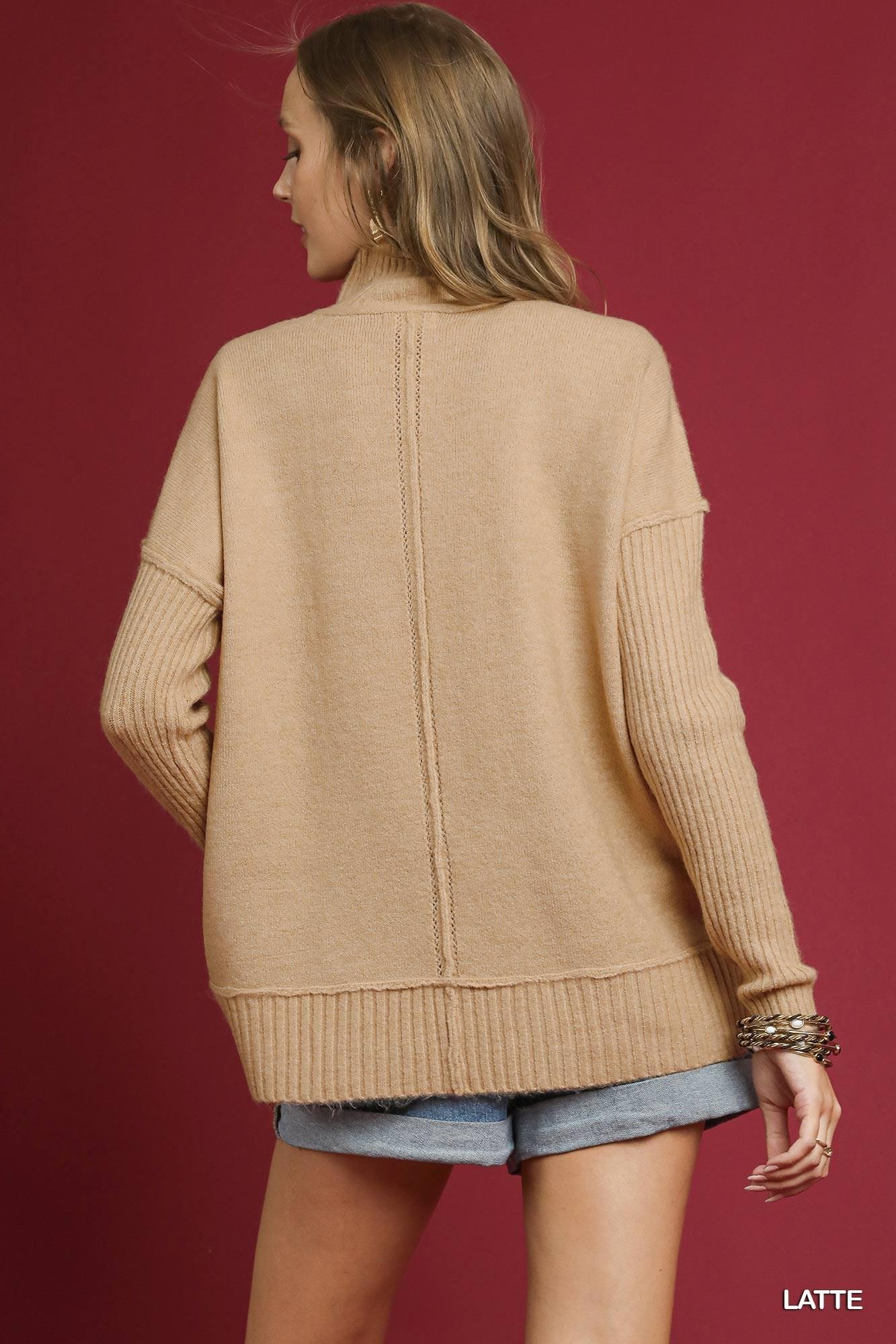 Latte Ribbed Hem Sweater