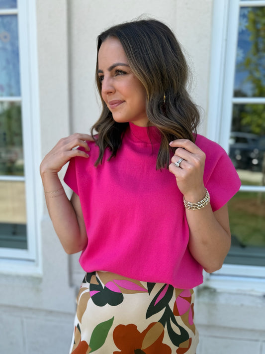 Hot Pink Mock Neck Top