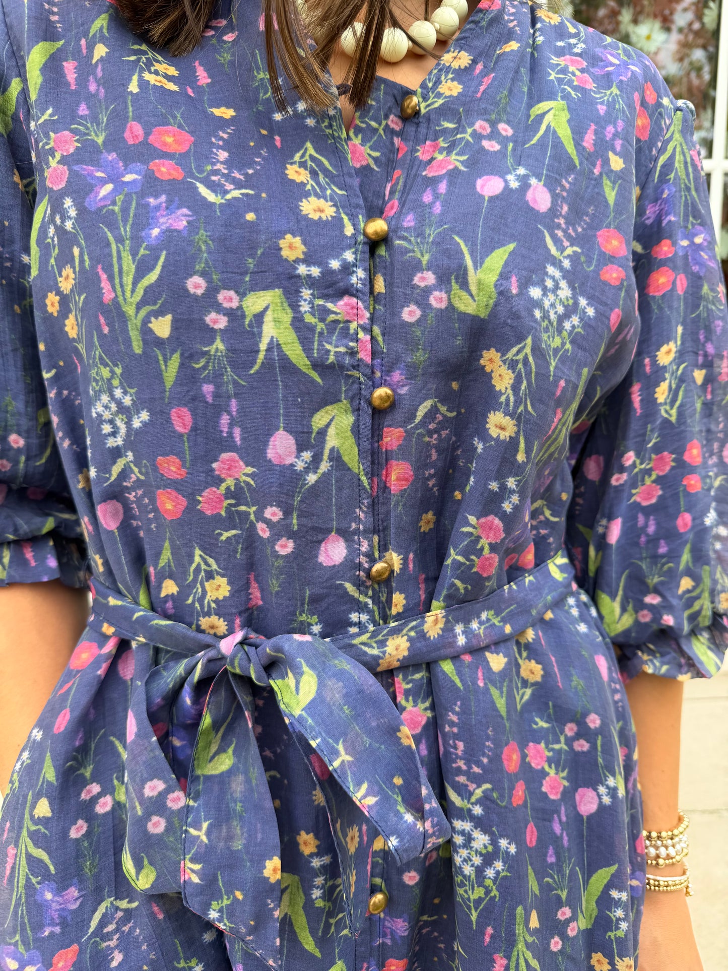 Navy Floral Mix Print Mini Dress