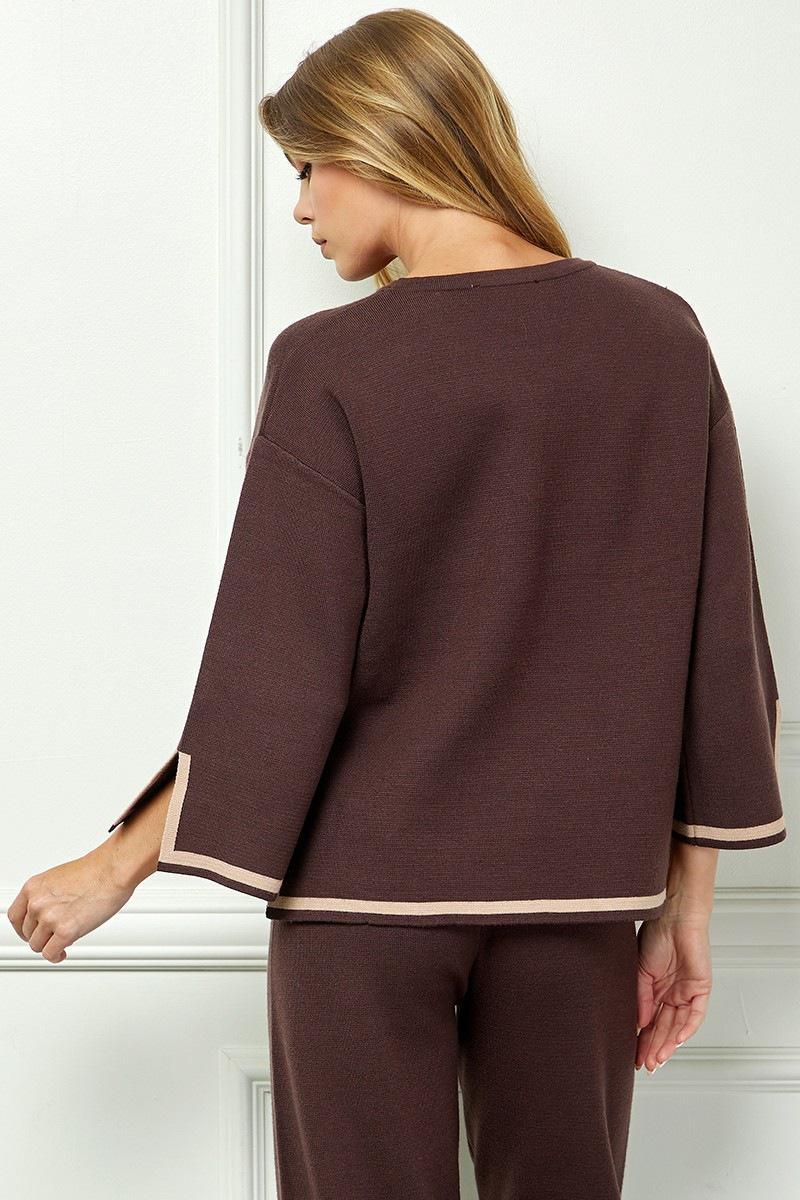 Chocolate and Tan Knit Set