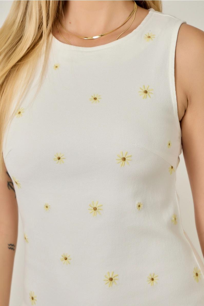 Ivory Daisy Stretch Denim Dress