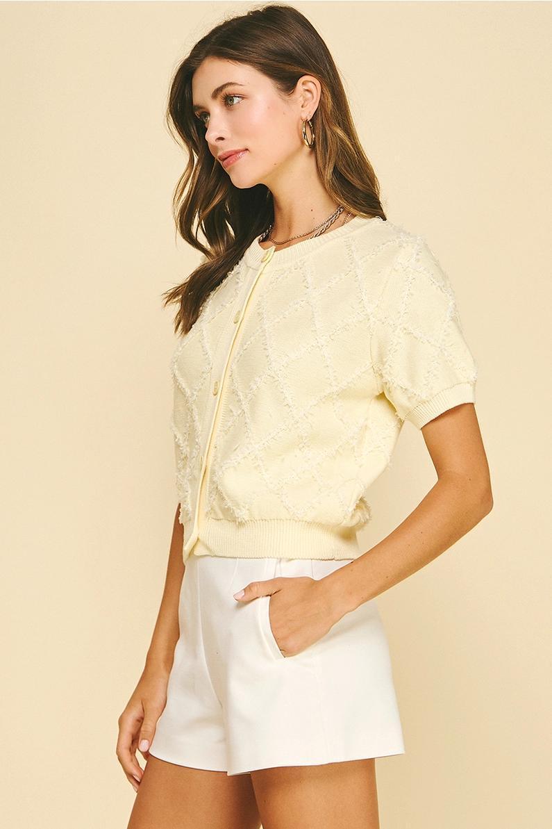 Lemon Textured Knit Cardigan