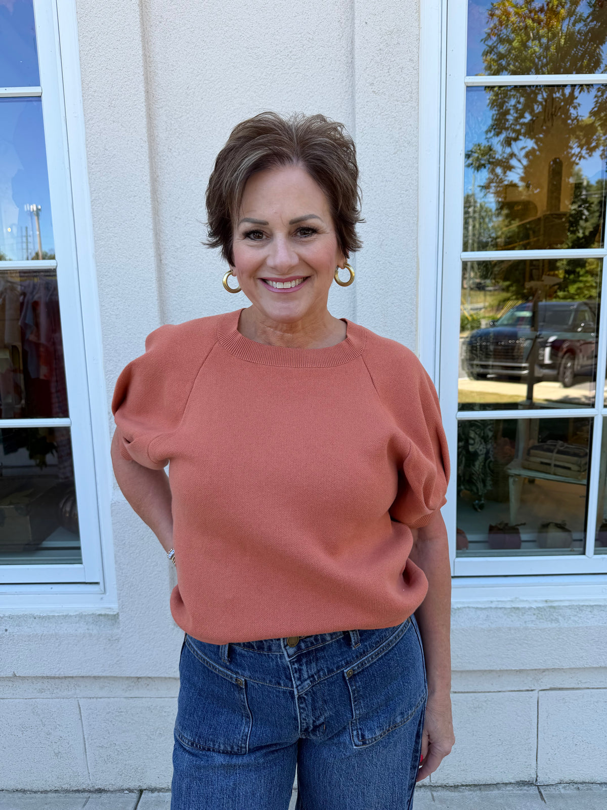Burnt Orange Breathable Cotton Sweater