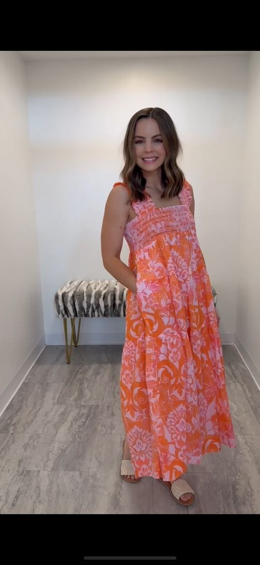 Orange and Lilac Tiered Dress