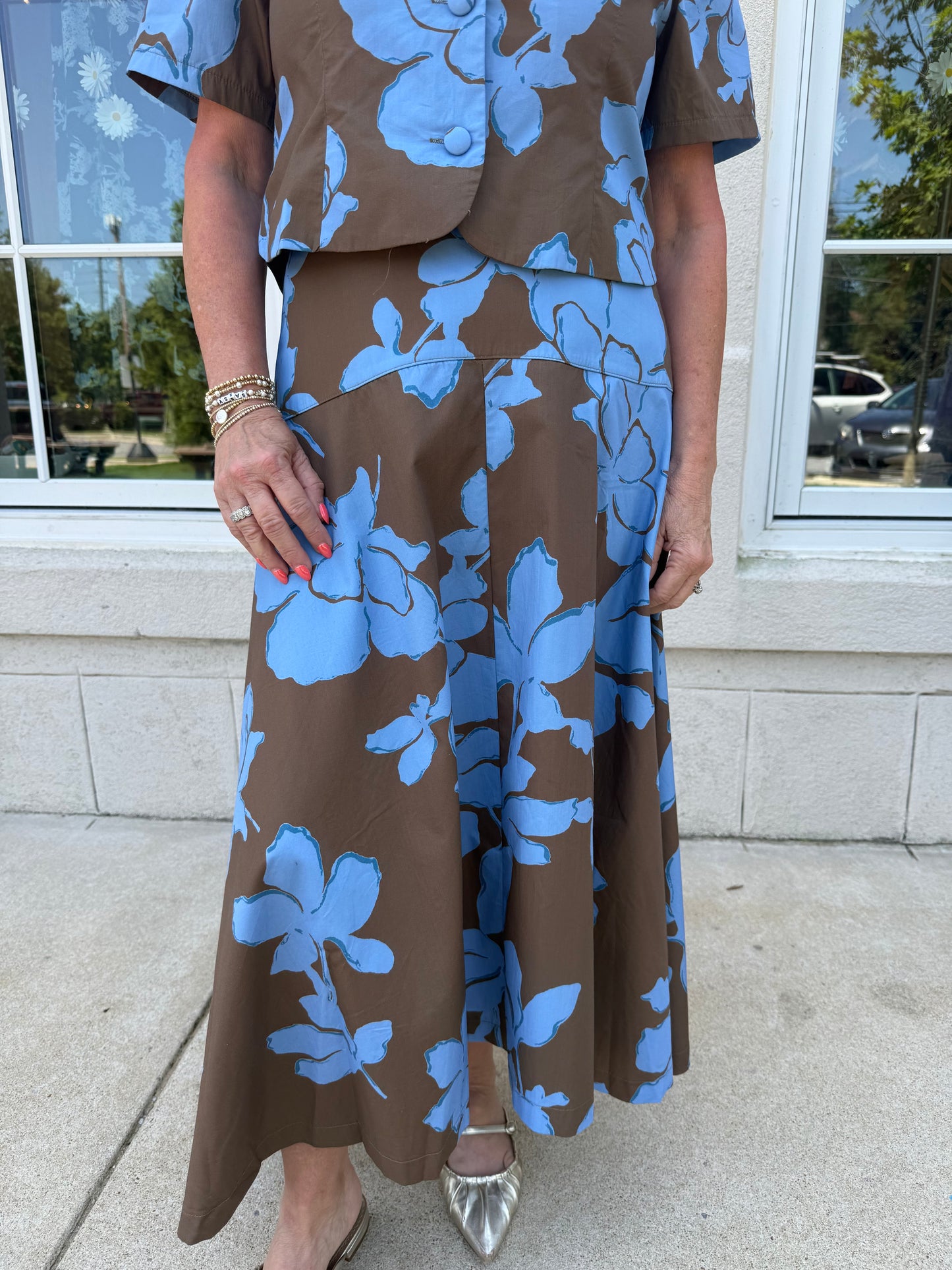 Blue Mocha Skirt Set