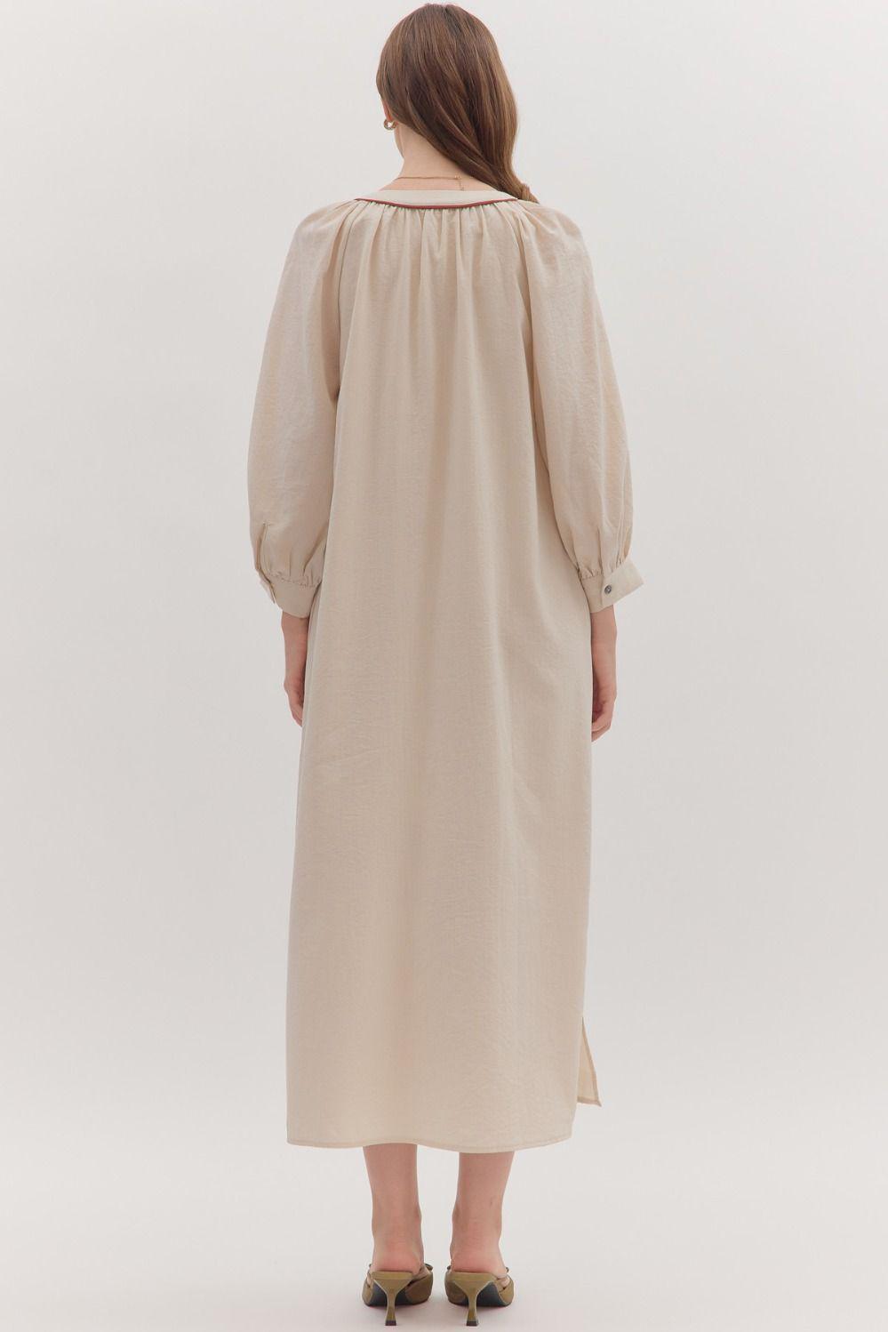 Ecru Embroidered Maxi Dress