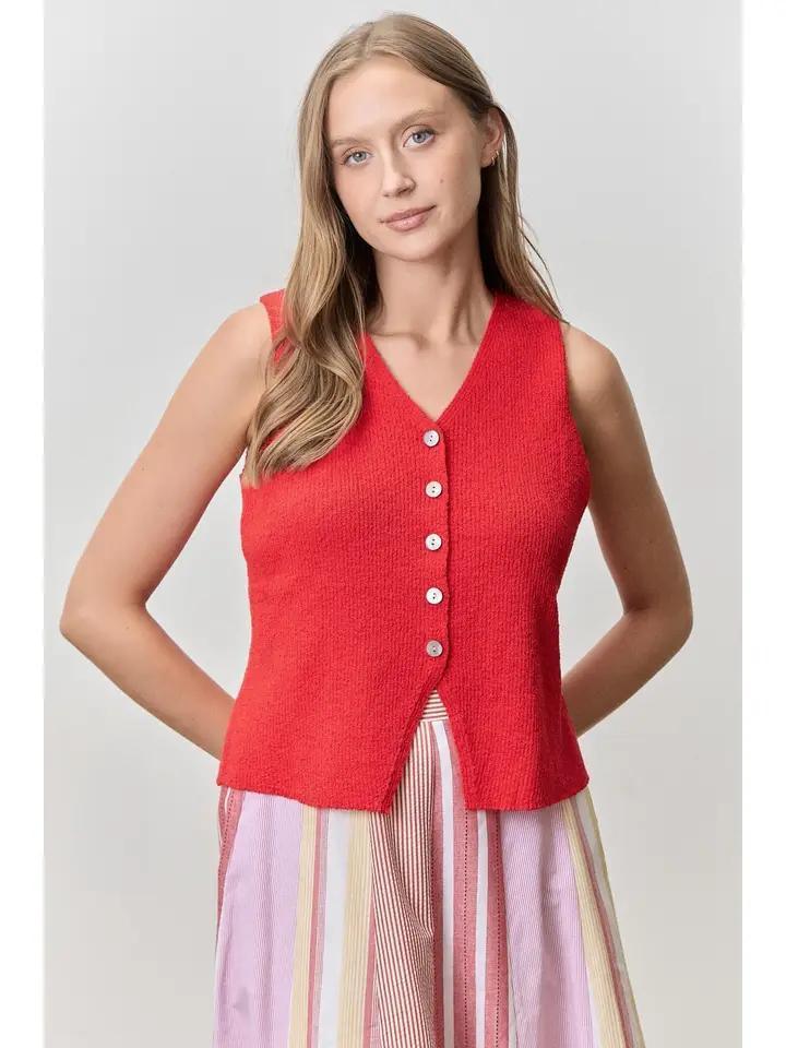 Red Knit Vest Top