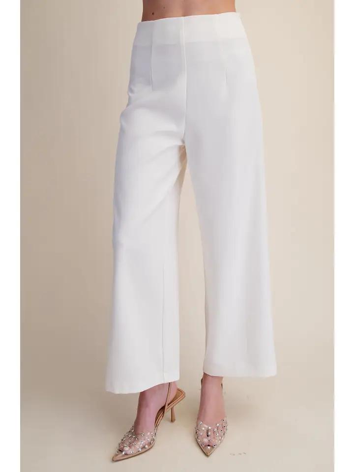 Ivory High Waisted Wide Leg Pants