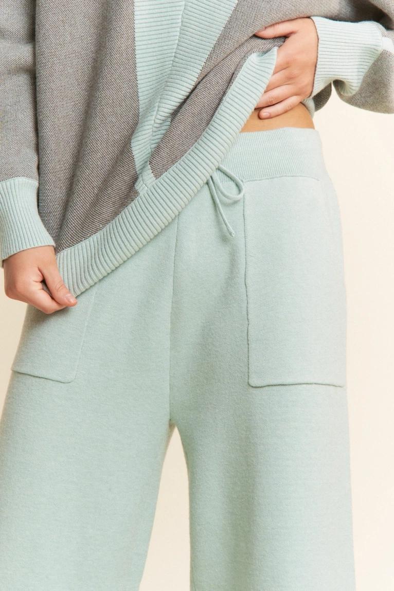Light Grey and Mint V Neck Set