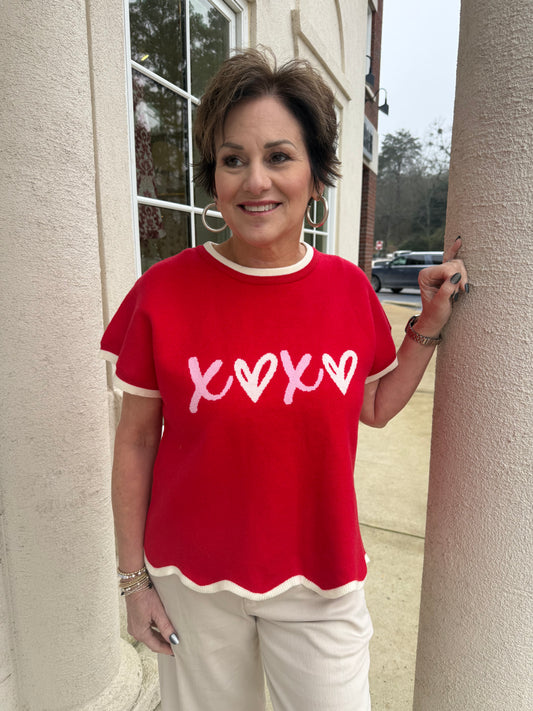Red XOXO Knit Sweater