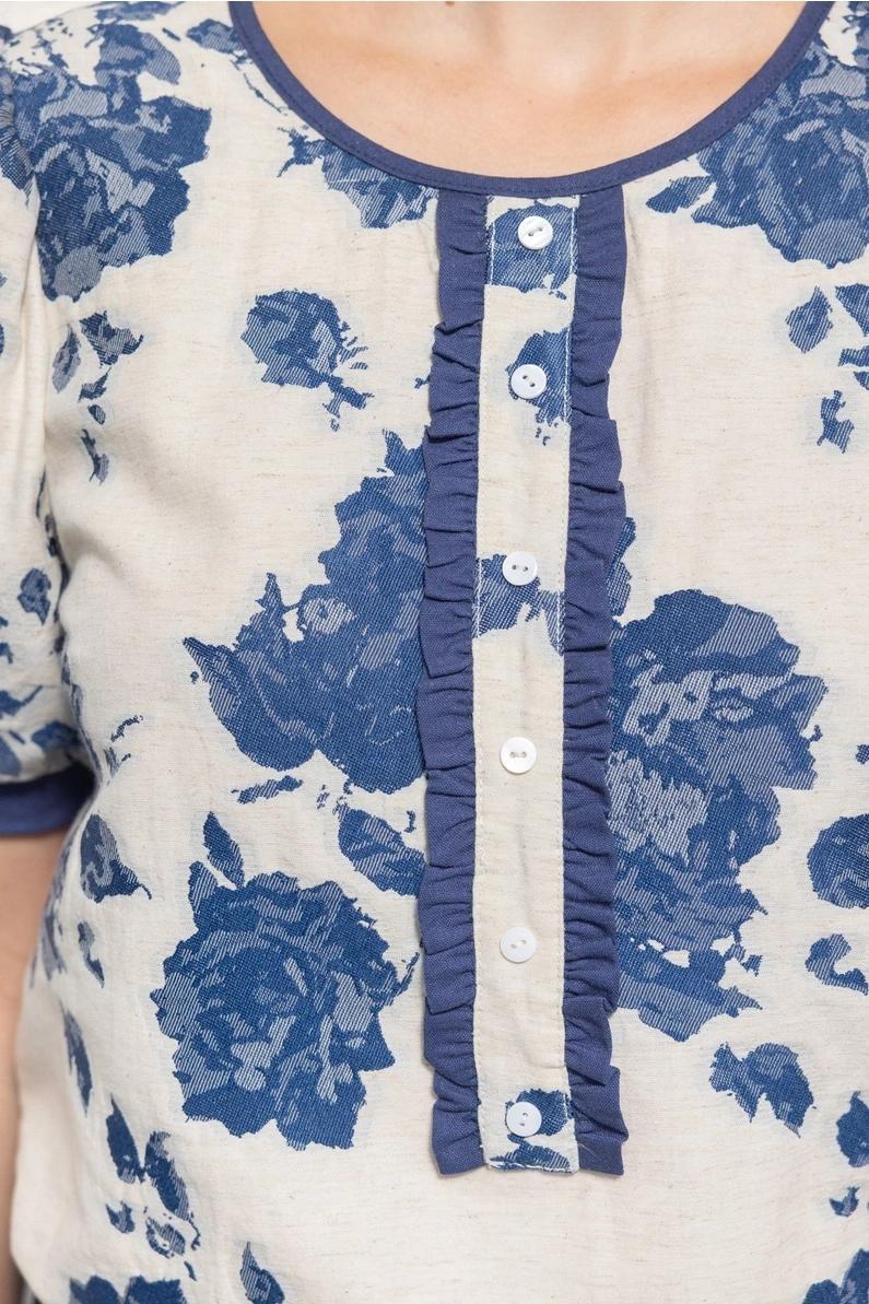 Blue Floral Jacquard Top