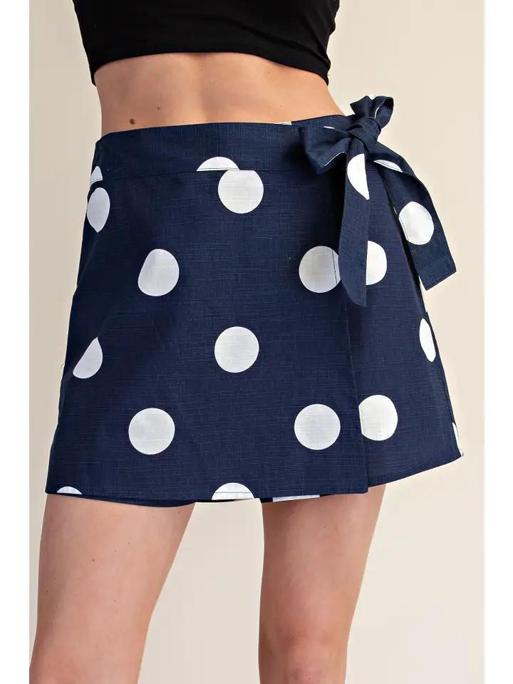Navy and White Polka Dot Skort