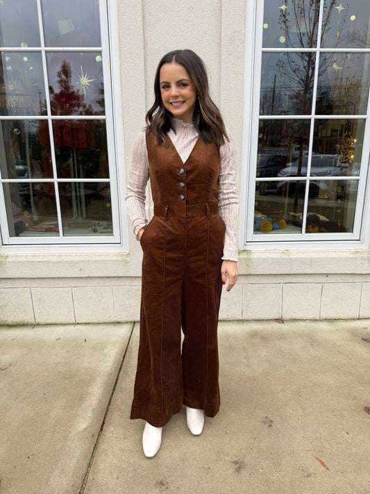 Warm Brown Corduroy Jumpsuit