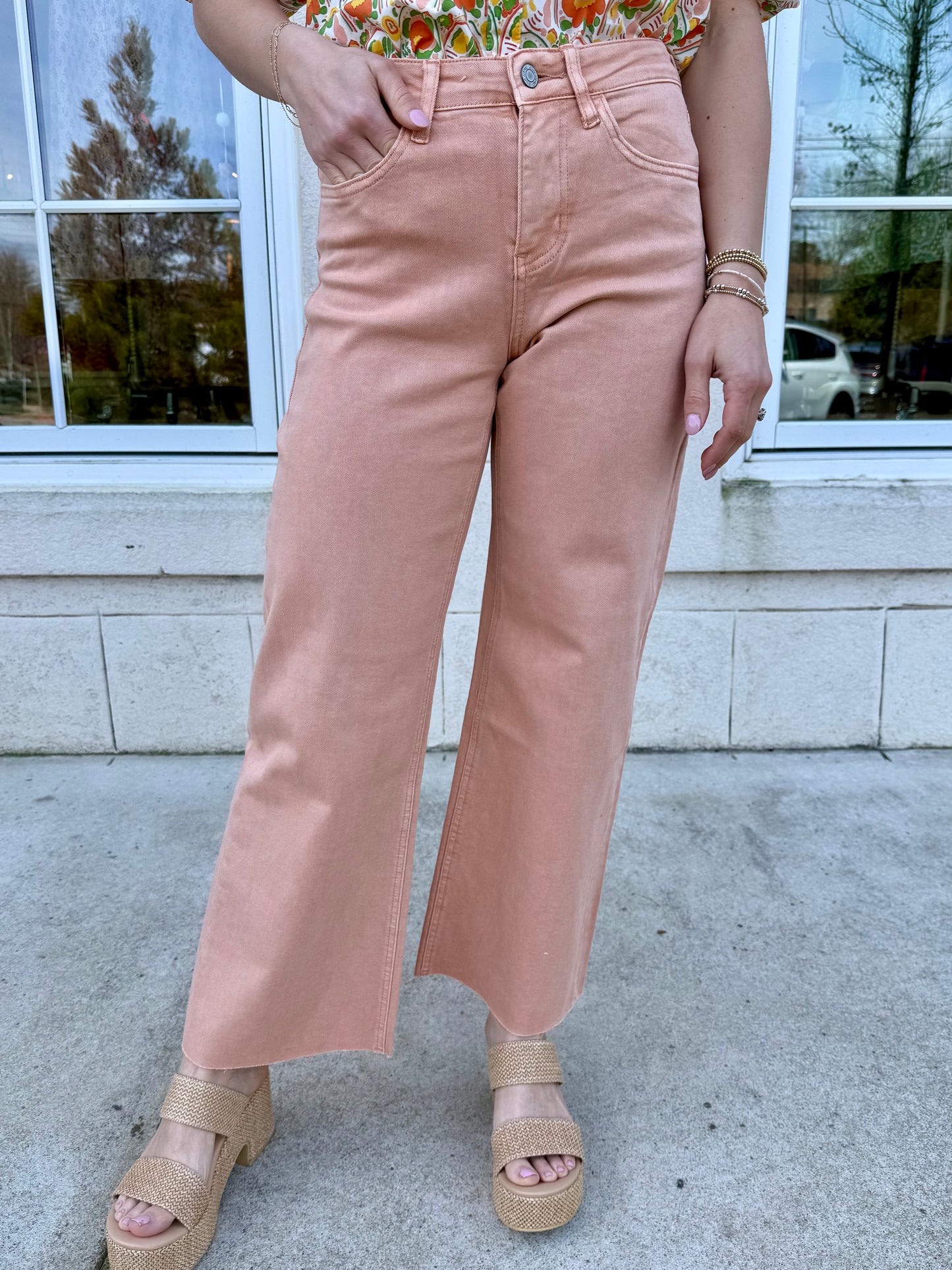 Soft Sand HR Crop Wide Leg Jean