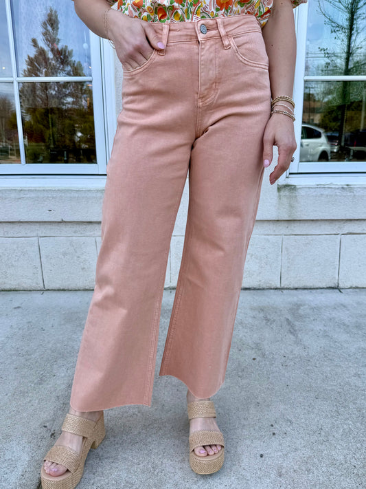 Soft Sand HR Crop Wide Leg Jean