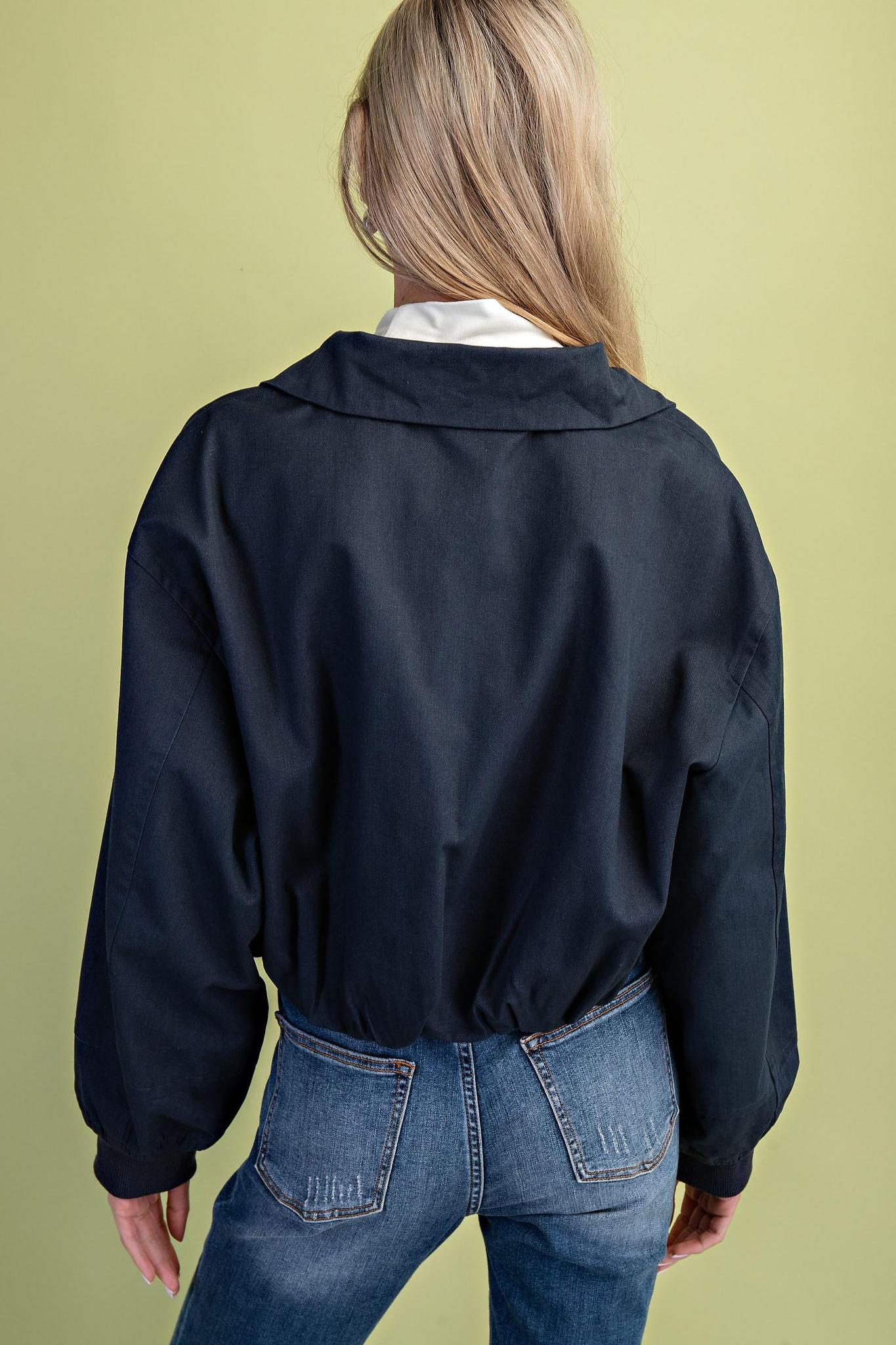 Navy Mock Neck Jacket