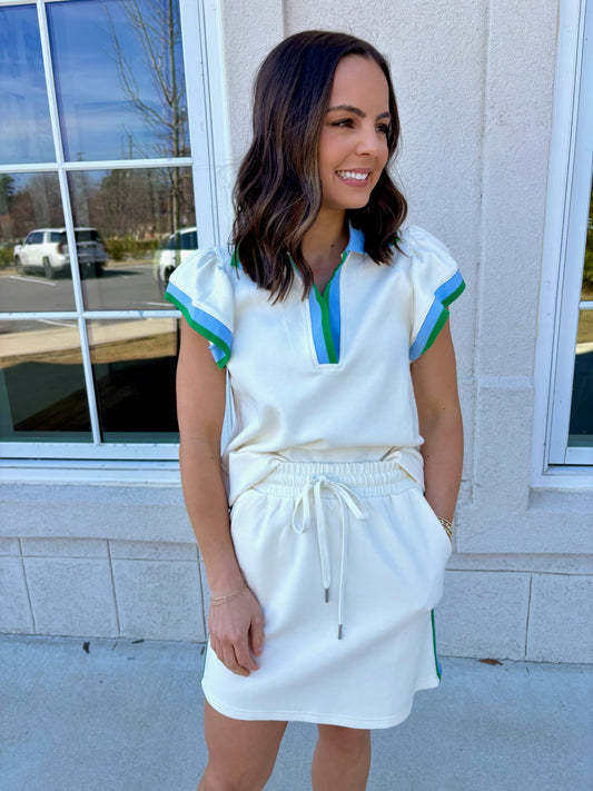 Cream Jersey Knit Banded Set
