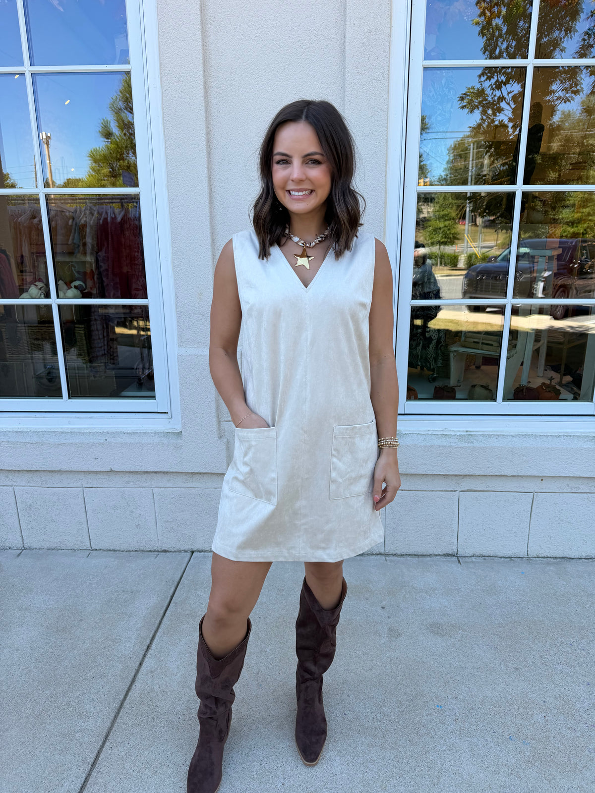 Stone Suede Mini Dress