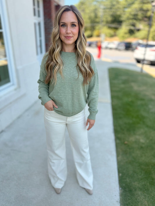 Sage Lightweight Boxy Sweater