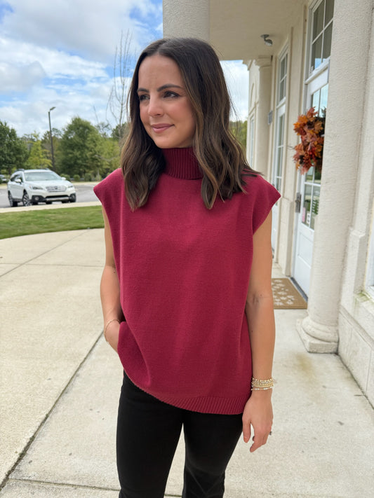 Ruby Turtle Neckline Knit Vest