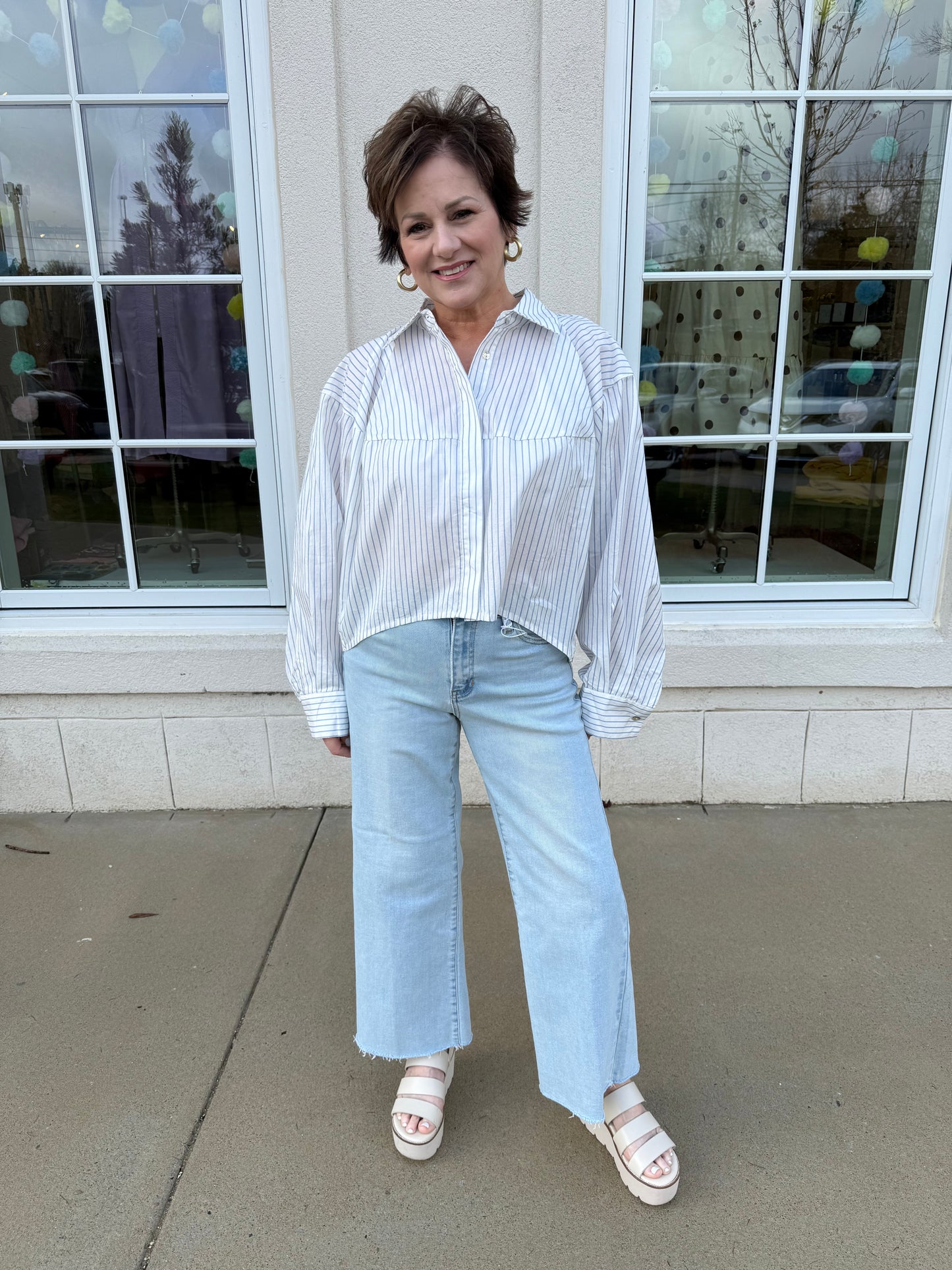 White Striped Button Down Shirt