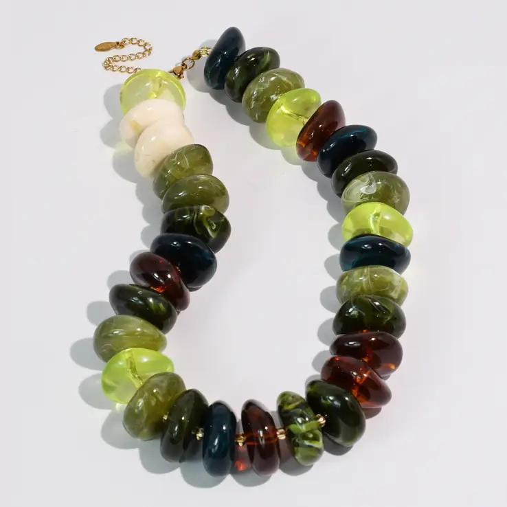 The Icon Olive and Amber Necklace