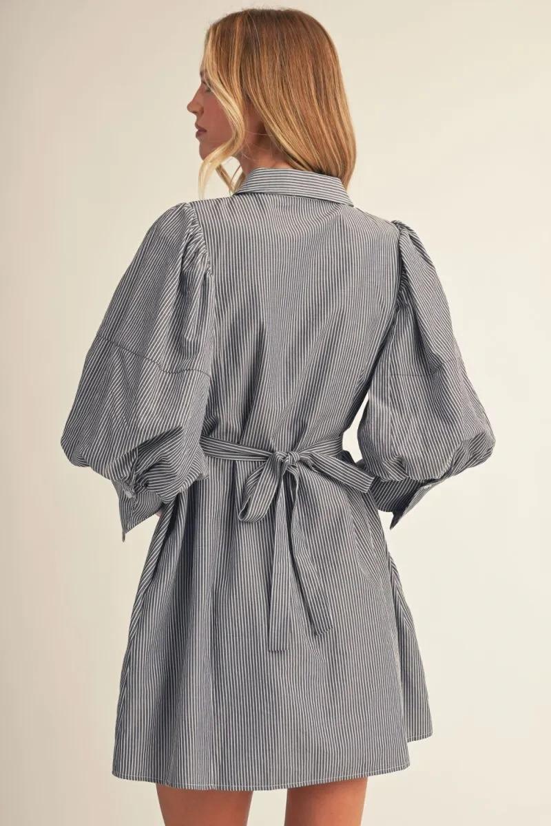 Denim Colored Pinstripe Dress
