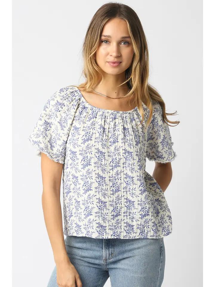Aubree Blue Floral Top