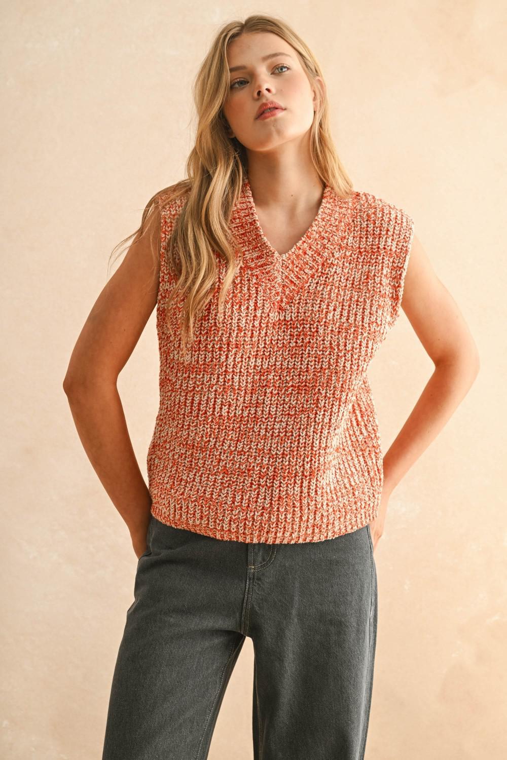 Orange and White Two Tone Chenille Vest