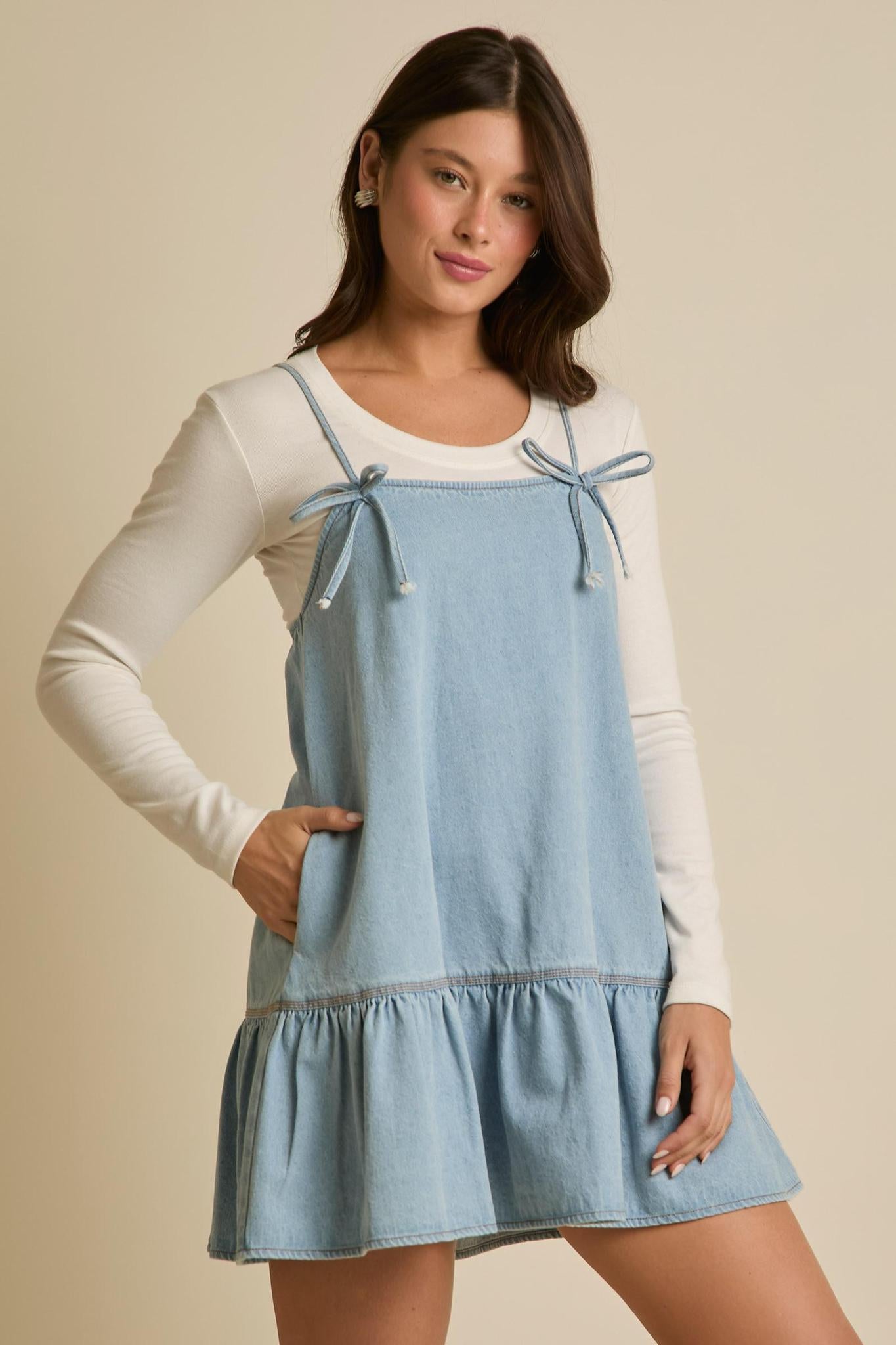 Denim Mini with Ribbon Bow Detail
