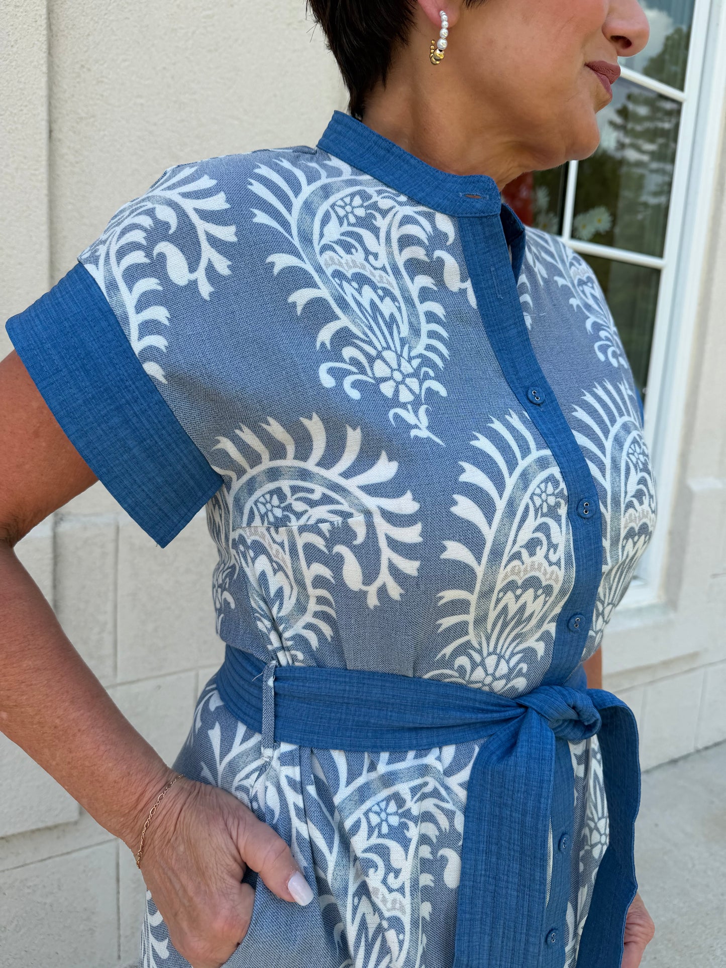 Denim Blue Mix Washed Effect Midi