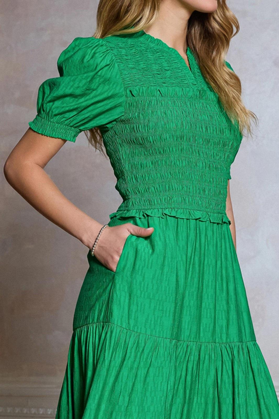 Spring Green Smocked Midi
