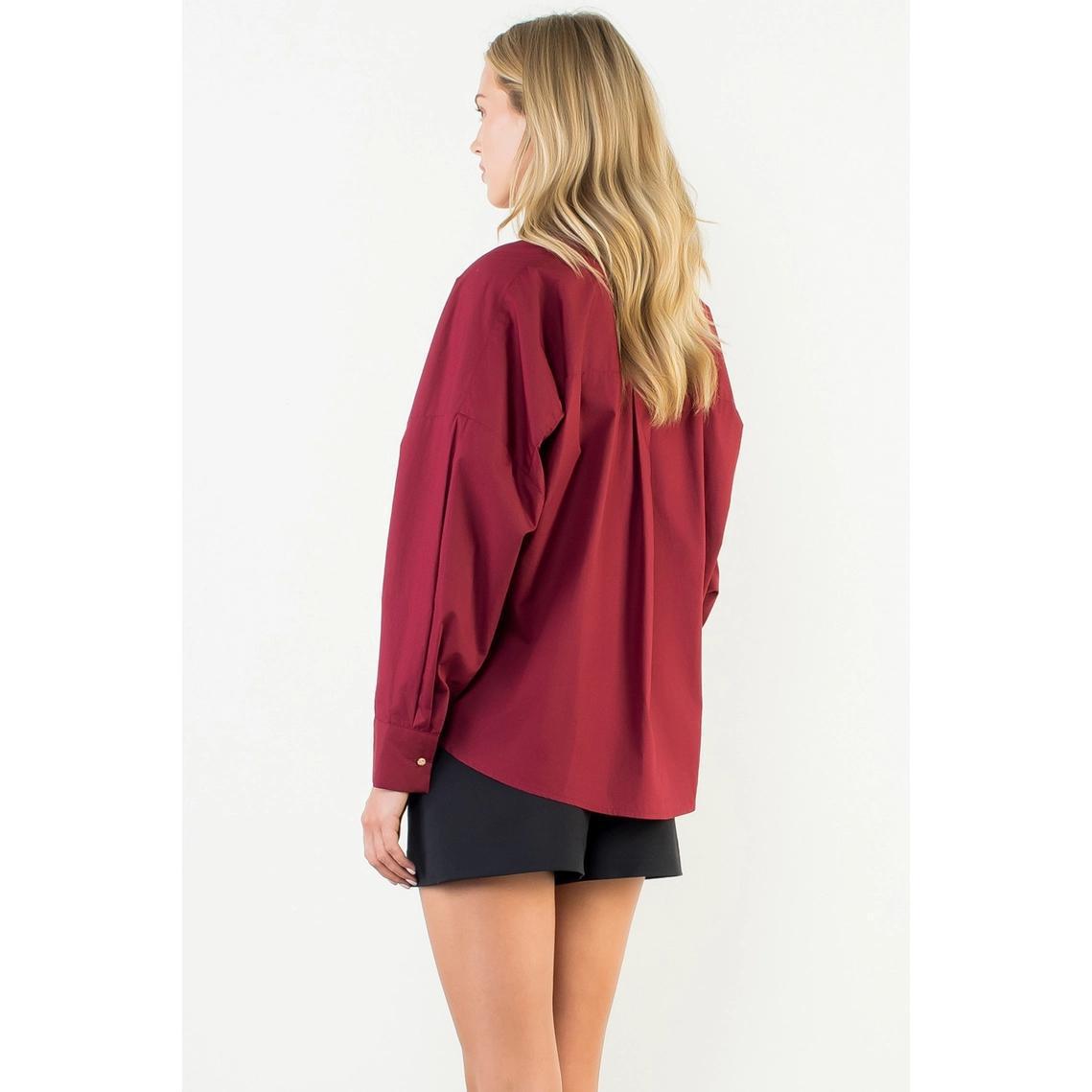 Deep Red Collared V-Neck Top