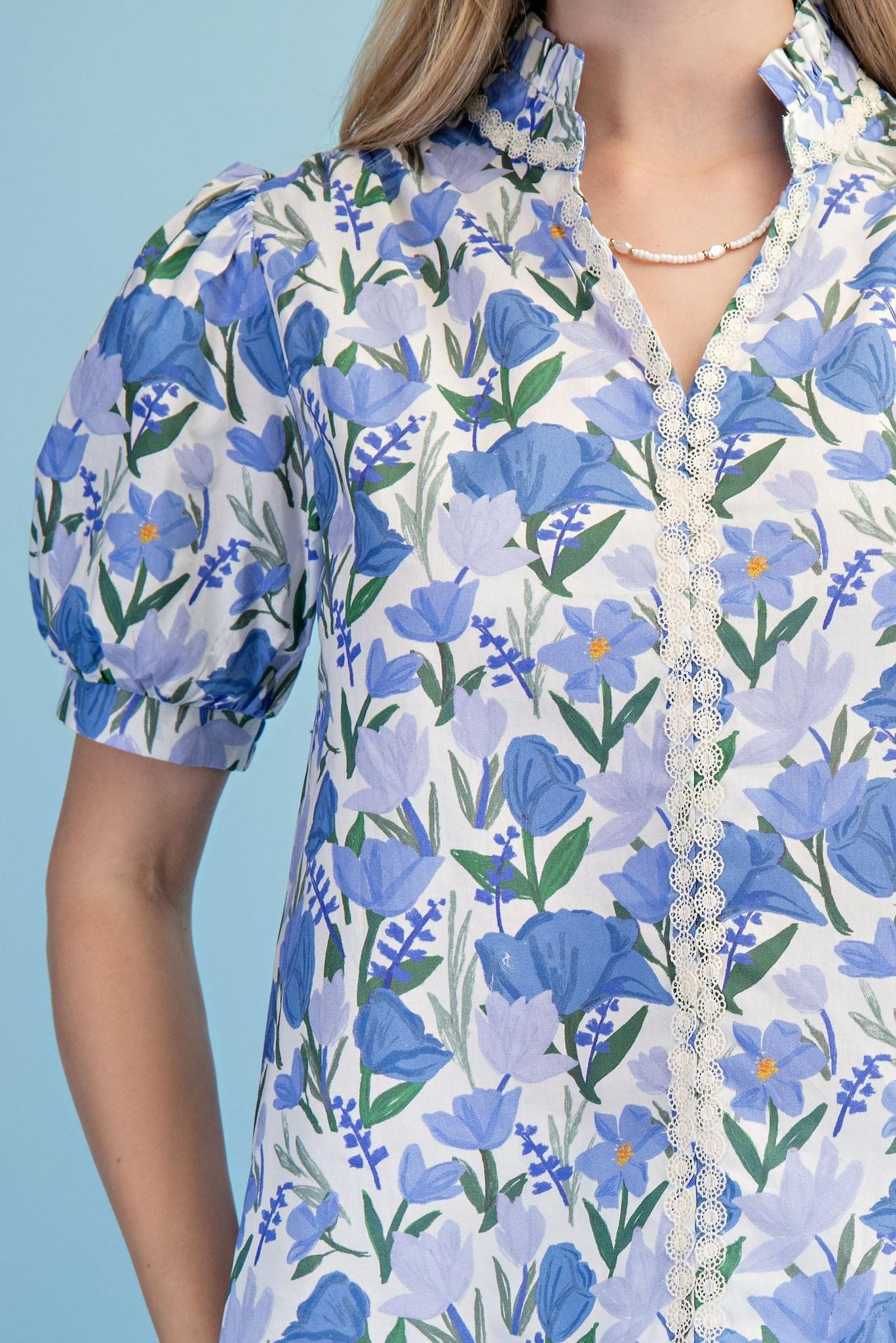 Blue Mix Floral Top