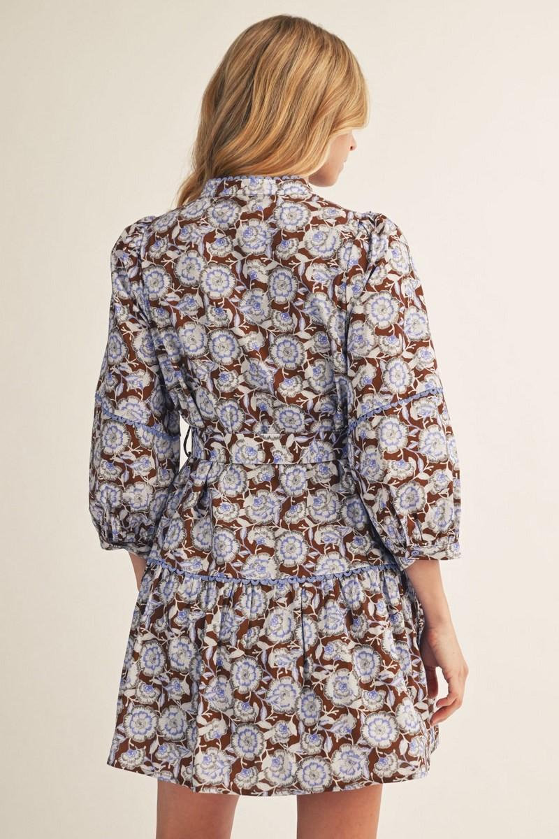 Brown and Blue Floral Mini