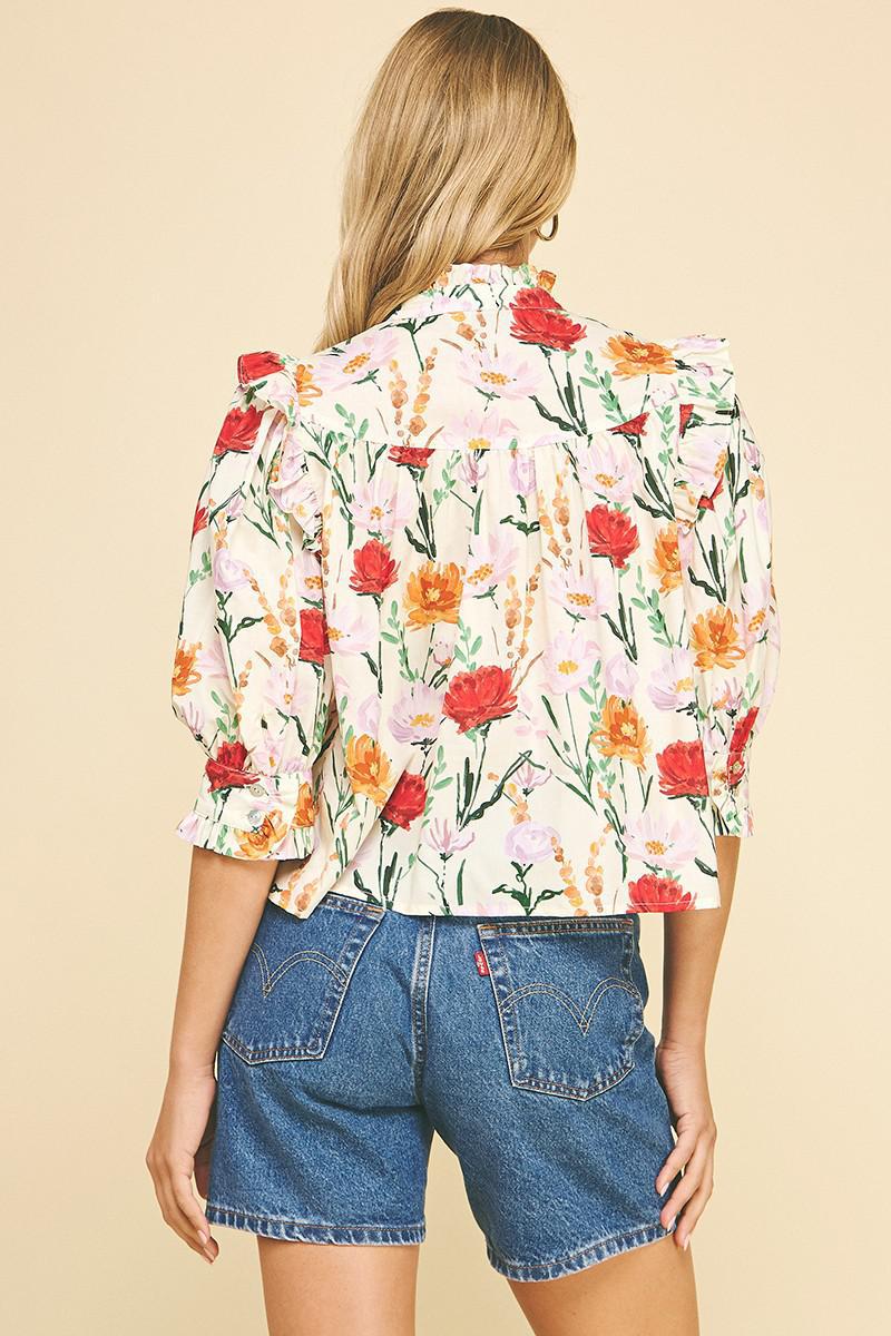 Red Floral Blouse