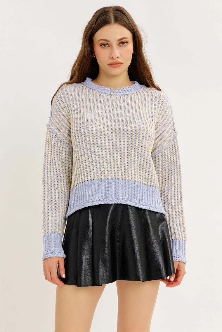 Dusty Blue Two Toned Oversized Sweater