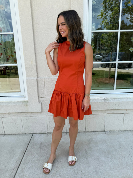 Orange Fit and Flare Dress