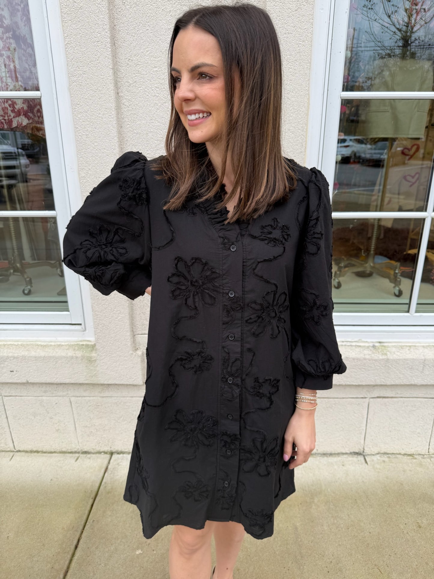 Black 3D Floral Dress