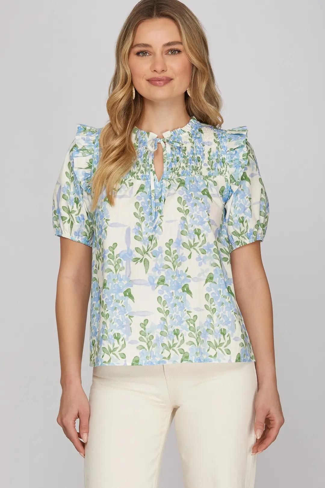 Light Blue Floral Top