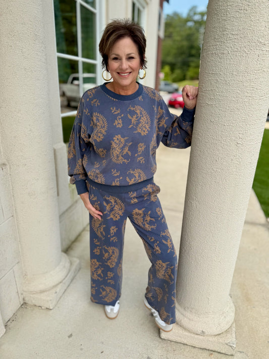 Denim Paisley Print Set