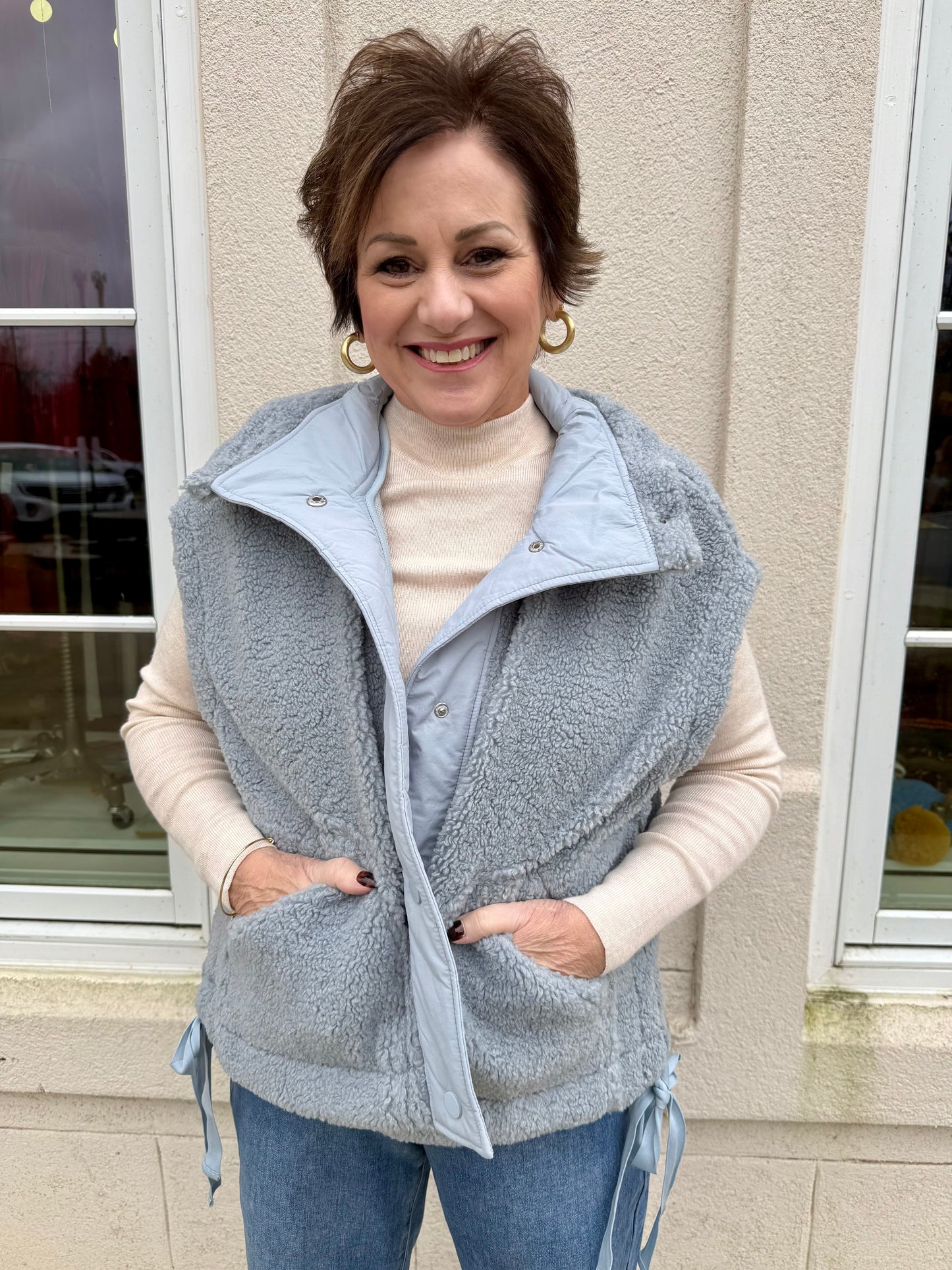 Blue Fleece Zip Vest