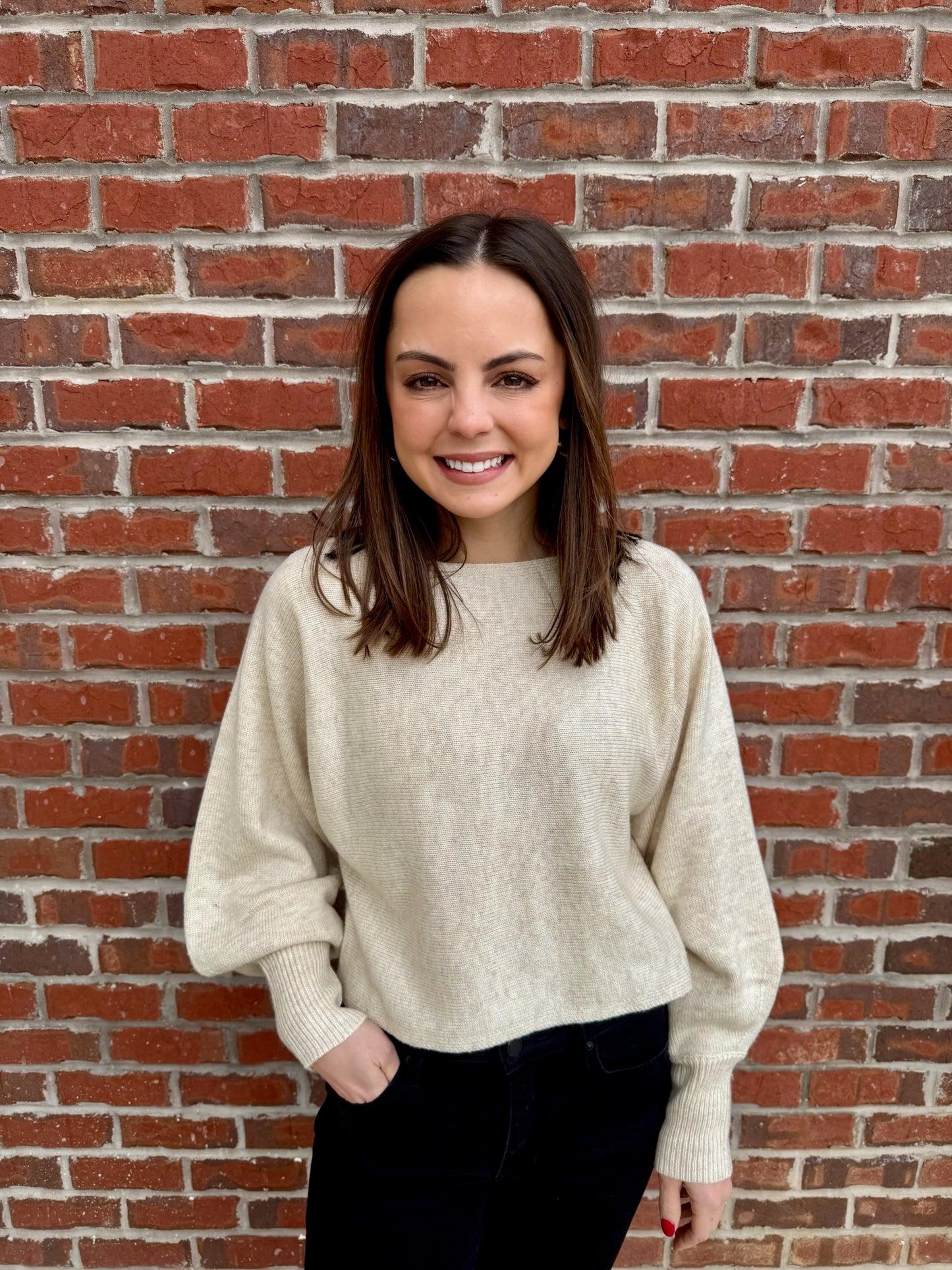 Oatmeal Boat Neck Sweater