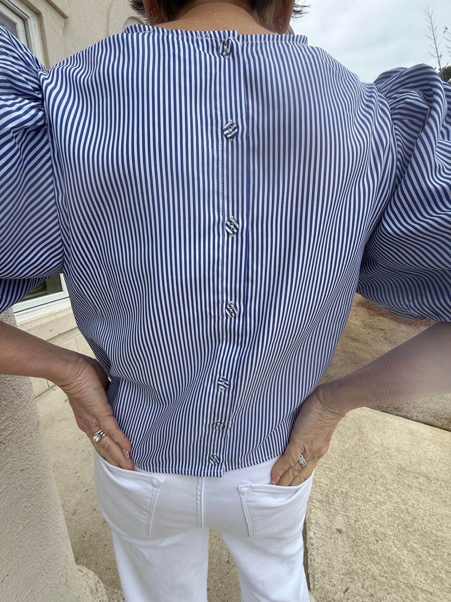 Cobalt Blue Striped Blouse