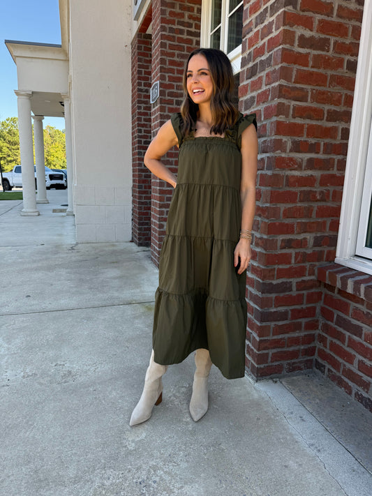 Verdigris Flutter Sleeve Maxi