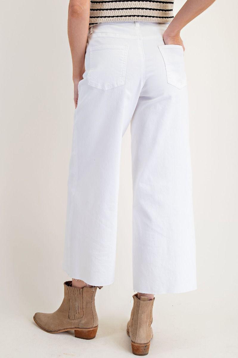 White Button Front Stretch  Pants