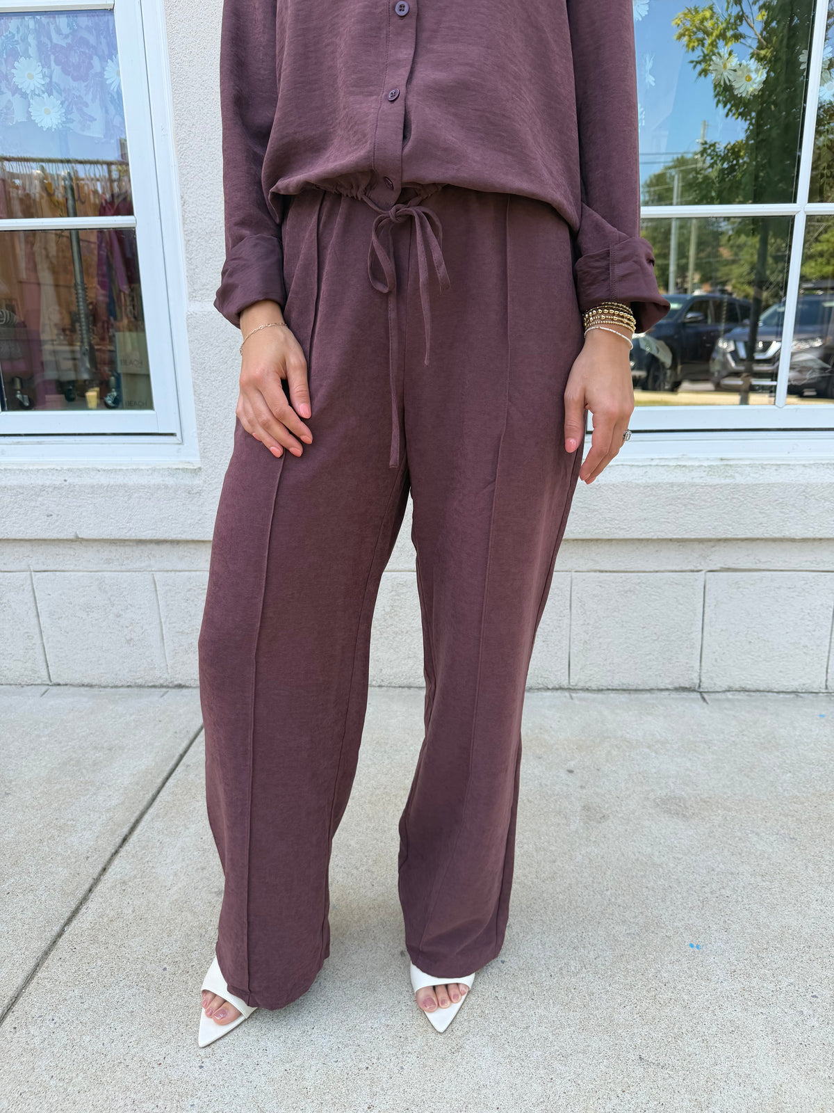 Cherry Wood Long Pant Set