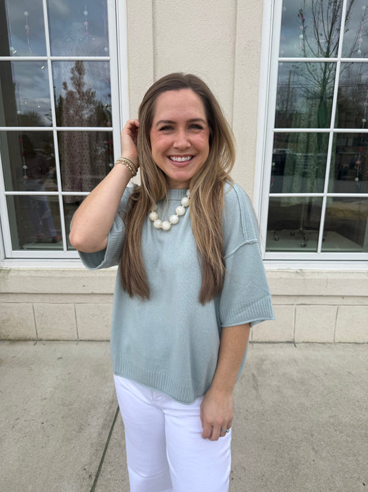 Soft Mint Cashmere Blend Sweater